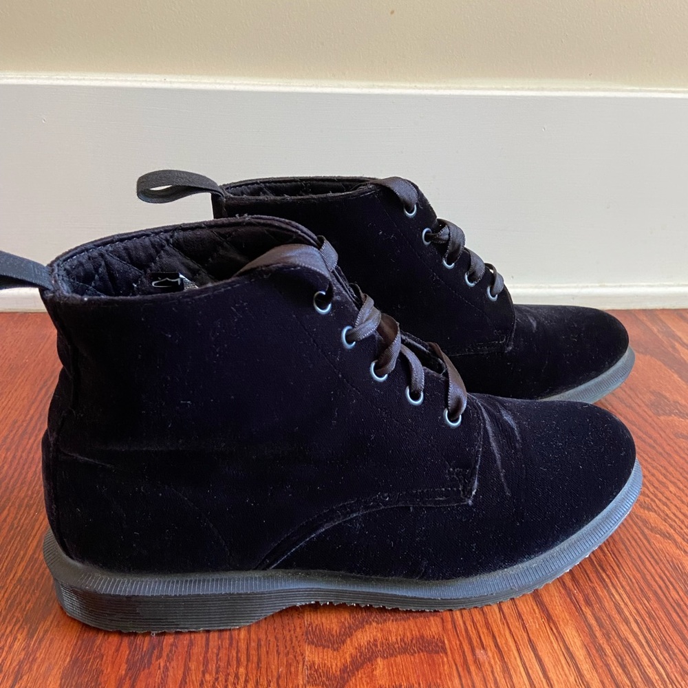 Black Velvet Doc Martens, like new, Vegan